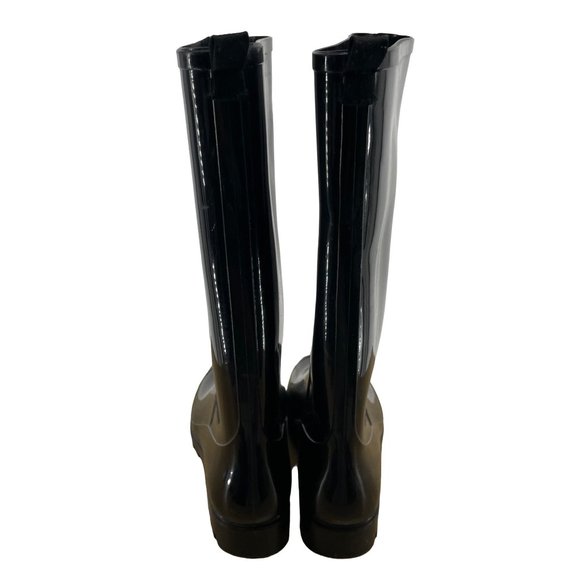 Billito Women's Size 7 Black Mid-Calf Rubber Waterproof Rain Boots - Picture 6 of 7